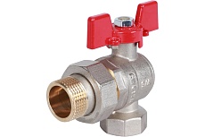 Шаровой кран угловой с американкой Rommer 3/4", ВН/НР, RBV-0006-0610220, RG008UB5BO3F41