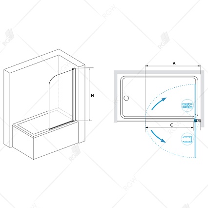 Шторка для ванны RGW Screens SC-09 80x150 прозрачное, хром