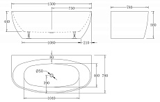 Акриловая ванна BelBagno BB83-1500 150x78 белый