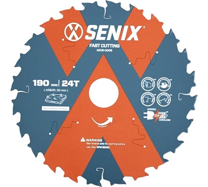 Диск пильный по дереву 190х30 мм, 24Т SENIX AECS-0005