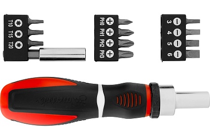 Реверсивная отвертка с набором бит Matrix MASTER CrV, 11 шт. 11546