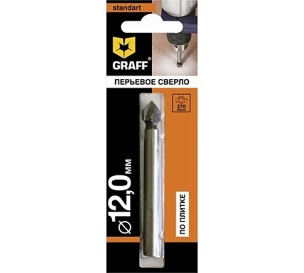 Сверло по стеклу и керамике 12x90 мм GRAFF 801292