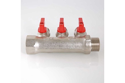 Комплект Valtec _18 VI7 Коллектор с отсекающими кранами, 1x3 вых. 1/2 нар. VTc.580.N.0603 + Адаптер д/коллектора /конус-плоскость/ 1/2 VTc.701.N.04 VT.VI7.K18.5800603.701