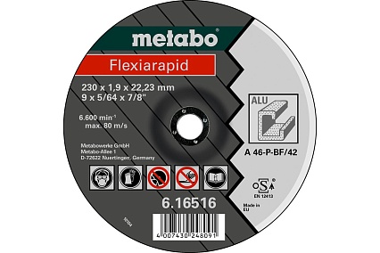 Круг отрезной по алюминию Flexiarapid (230x1.9x22.23 мм) Metabo 616516000
