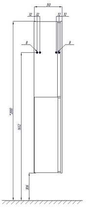 Шкаф пенал Акватон Рене 31 см 1A222003NRC80 белый/грецкий орех