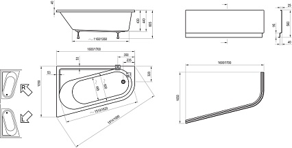 Фронтальная панель Ravak Chrome 160x105 L/R