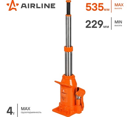 Телескопический домкрат Airline 4 т, в сумке, MIN - 229 мм, MAX - 535 мм AJ-TB-04