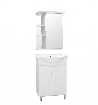 Зеркальный шкаф Style Line Волна 60x73 см с подсветкой, белый ЛС-00000121