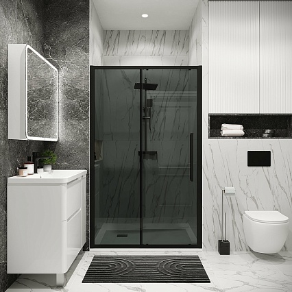 Душевая дверь Grossman Cosmo 100x195 тонированное, черный матовый 100.K33.02.100.21.10