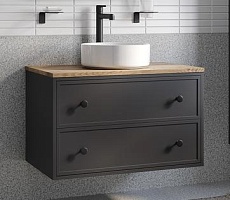 Мебель для ванной Iddis Torr 80 см со столешницей МДФ дуб верона, темно-серый