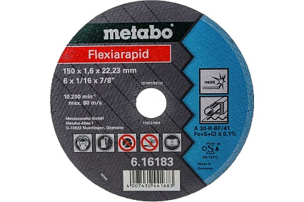 Диск отрезной по нержавеющей стали 150x22,2 мм Metabo 616183000
