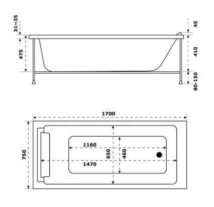 Фронтальная панель для ванны Jacob Delafon Spacio 170x75