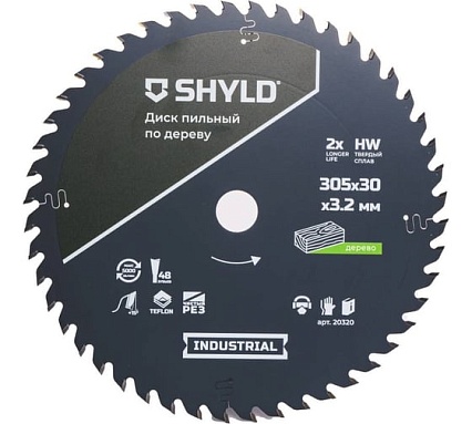 Пильный диск SHYLD по дереву твердосплавный 305x30 мм, 48 зубьев 6692482
