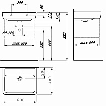 Раковина Laufen Pro 60 8.1895.2.000.104.1