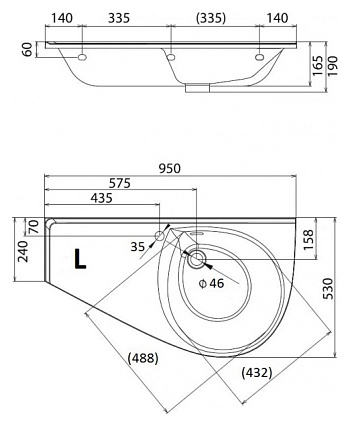 Раковина Ravak Avocado Comfort L 95 см