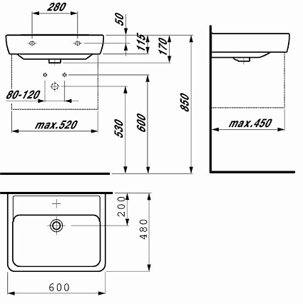 Раковина Laufen Pro 60 8.1895.2.000.104.1