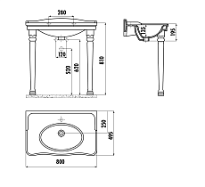 Раковина Creavit Antik AN080-00CB00E-AD00 80 см белый/золото