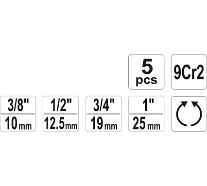 Набор трубных клуппов Yato 4 предмета, 3/8"; 1/2"; 3/4"; 1" YT-29001