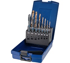 Набор машинных метчиков и свёрл ZIRA BLUE RING HSS-E, DIN 371/376, Тип B, 14 предметов ZI-200480