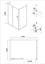 Душевой уголок Niagara Nova NG-82-11АВ-А100В 110x100 прозрачный, черный