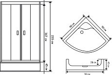 Душевая кабина Niagara Classic NG-112-15 90x90, четверть круга, стекло матовое