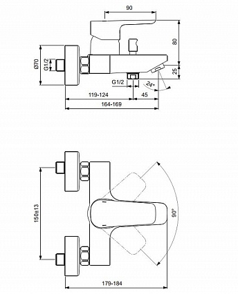 Смеситель для ванны Ideal Standard Ceraplan III B0718AA