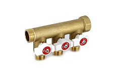 Коллектор НВ 1 3х1/2 Н 40мм с кранами, никелированный Uni-Fitt 424N4230