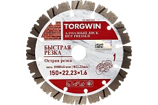 Диск алмазный отрезной сегмент по железобетону 150x22.2х13x1.6 мм TORGWIN T1303154
