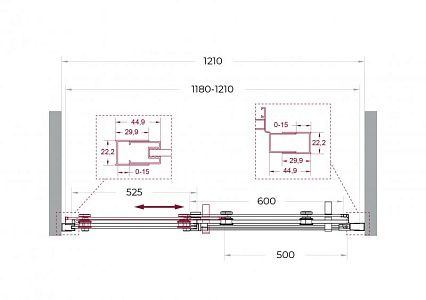 Душевая дверь BelBagno MARINO-2-BF-1-120-C-GM 120x195 прозрачная, оружейная сталь