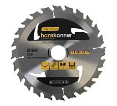 Диск пильный 190х30/20 мм, 24Z Hanskonner H9022-190-30/20-24
