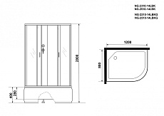 Душевая кабина Niagara NG 2310-14LBKG 120x80 стекло матовое, без крыши, гидромассаж