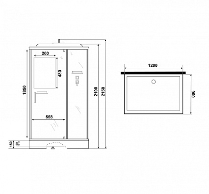 Душевая кабина Niagara Standart ST120/90/15Q 120x90 стекло прозрачное, без г/м