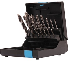 Набор машинных метчиков VOLKEL M3-M12 HSSE DIN371/376 (+ сверла) 14 предметов V47857