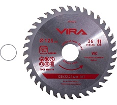 Диск пильный по дереву VIRA 125 мм посадка 22.23 мм адаптер 20 мм 36 зубьев 594036