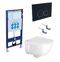 Подвесной унитаз SET Aquatek Дива-020 4в1, кнопка черный матовый