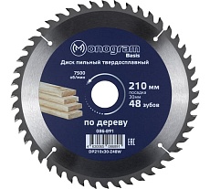Диск пильный твердосплавный Basis (210х30 мм; 48 зубов) MONOGRAM 086-891