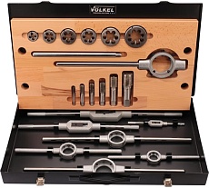 Набор метчиков и плашек VOLKEL NPT 1/8-1.0 HSS-G 20пр V48025