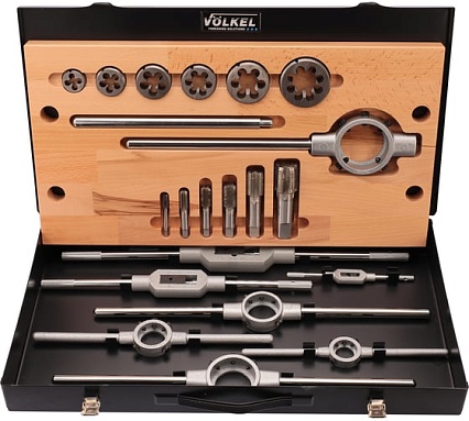 Набор метчиков и плашек VOLKEL NPT 1/8-1.0 HSS-G 20пр V48025