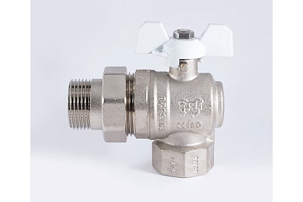 Шаровой кран PROFACTOR PF STANDARD угловой с полусгоном, в/н, ручка бабочка, 1 дюйм PF UBV 326A