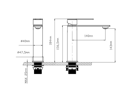 Смеситель для раковины Vincea Линеа (Linea) VBF-4LN1GM вороненая сталь