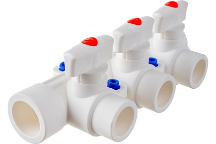 Коллектор PRO AQUA PP-R с 3 выходами, белый ШК 25-20 PA6710308Pb