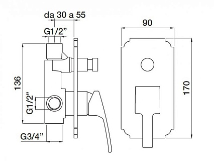 Смеситель для душа Bugnatese Olimp OLIMP-VDIM-02-L бронза