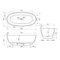 Ванна из смолы Vincea VBT-6T01BR 170x75 см янтарь