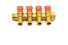 Коллектор с регулирующими вентилями Damento Clima под 45, 3/4&quot;x1/2&quot;, на 4 выхода 016248