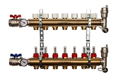 Распределительный коллектор из латуни с расходомерами 7 вых. STOUT SMB 0473 000007