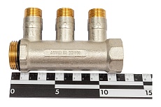 Коллектор с шаровыми кранами STOUT Smb 6211 011203 1&quot;, 3 отвода 1/2&quot;, синие ручки RG0091AACQMBJO