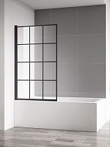 Шторка для ванны AQUAme AQM2858-L 80x140 левая, прозрачное стекло, черный