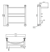 Полотенцесушитель водяной Aquanet Romeo(г2) 50x60 см, с верхней полкой