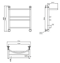 Полотенцесушитель водяной Aquanet Romeo(г2) 50x60 см, с верхней полкой