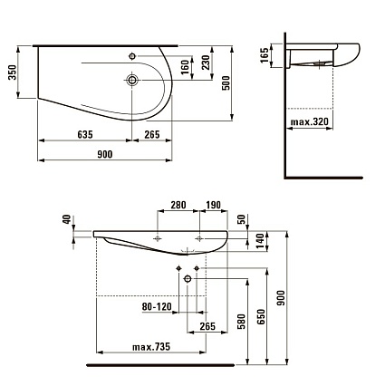 Раковина Laufen Alessi One 90 см R, арт. 8.1497.6.400.104.1